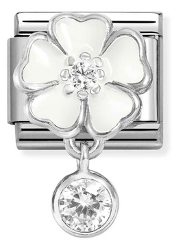 Nomination Link 925 zawieszka srebro Biały kwiat z wiszącą cyrkonią 331814 06.png